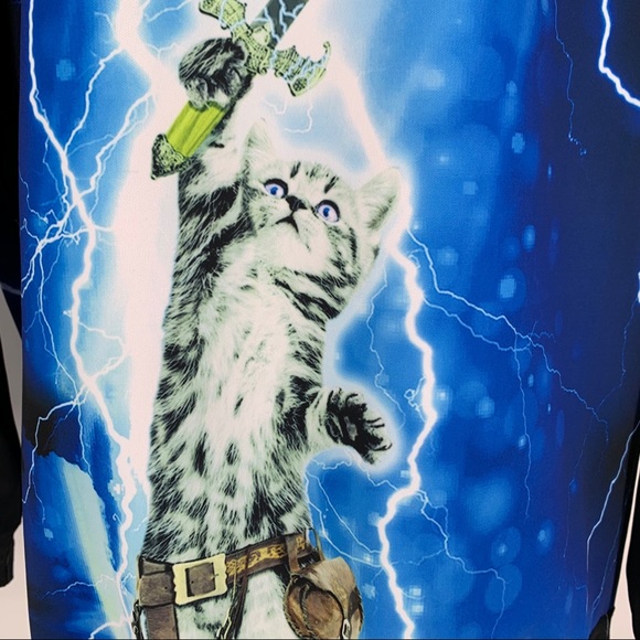 Linzi Yong 1981 Cat with Sword Graphic Sweatshirt - Picture 3 of 7